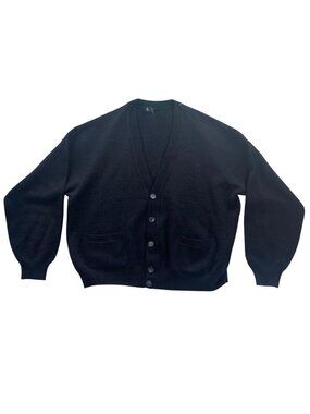 Sea Breeze By St Michael Mens Cardigan Sweater XL Navy Blue V-Neck Button Front